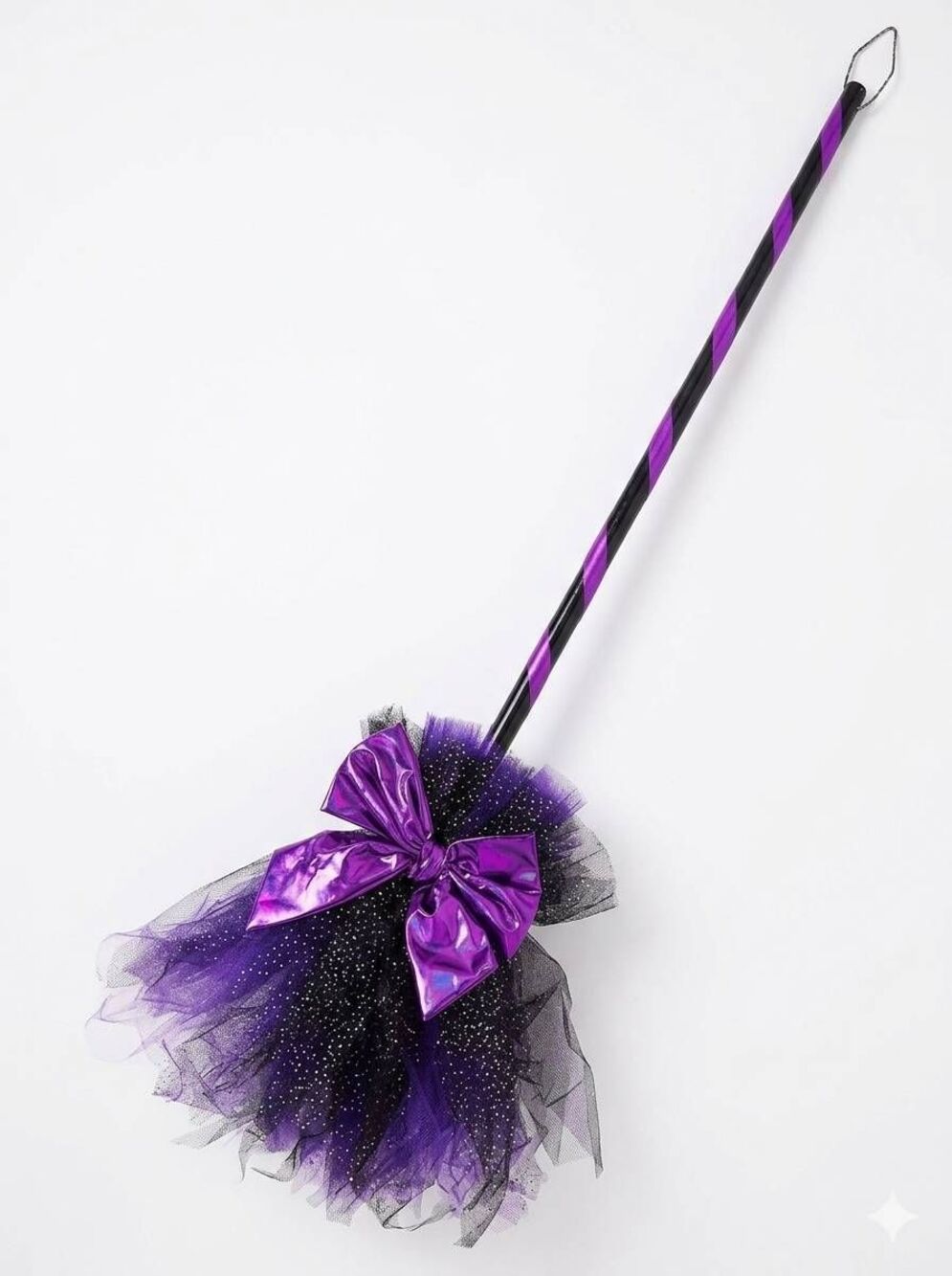 🔸️NWT Black & Purple Witch Broom Costume Prop Halloween Decor